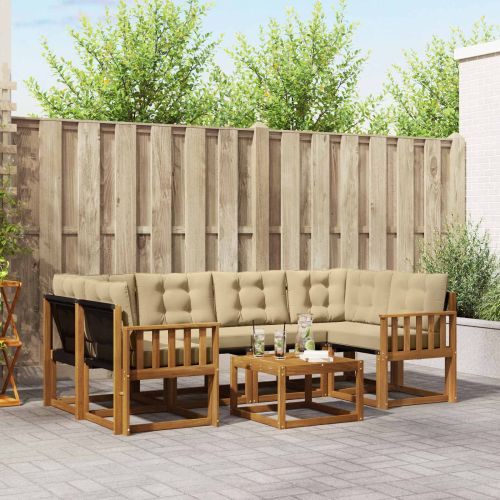 Комплект дивани за открито 7 pcs Натурален и Бежов