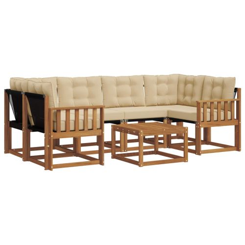 Комплект дивани за открито 7 pcs Натурален и Бежов