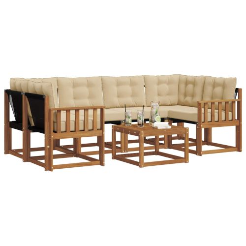 Комплект дивани за открито 7 pcs Натурален и Бежов