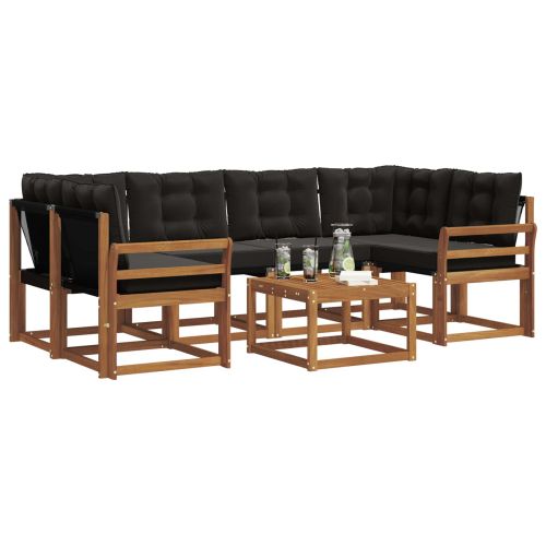 Комплект дивани за открито 7 pcs Естествено и черно