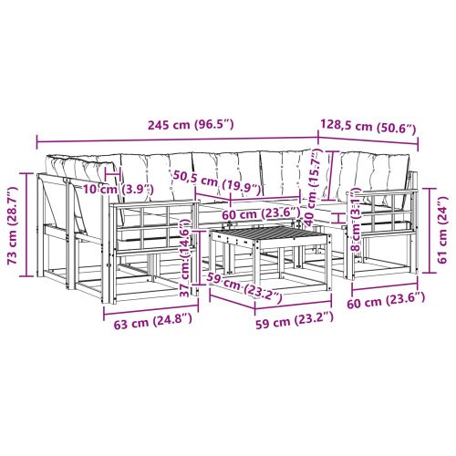 Комплект дивани за открито 7 pcs Естествено и светло сиво