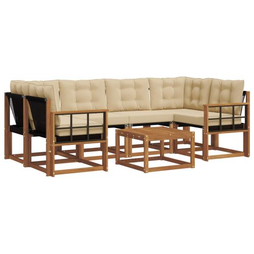 Комплект дивани за открито 7 pcs Натурален и Бежов