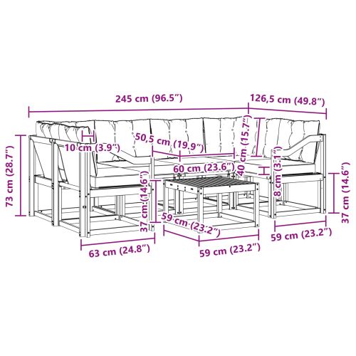 Комплект дивани за открито 7 pcs Натурален и Крема
