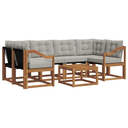 Комплект дивани за открито 7 pcs Естествено и светло сиво