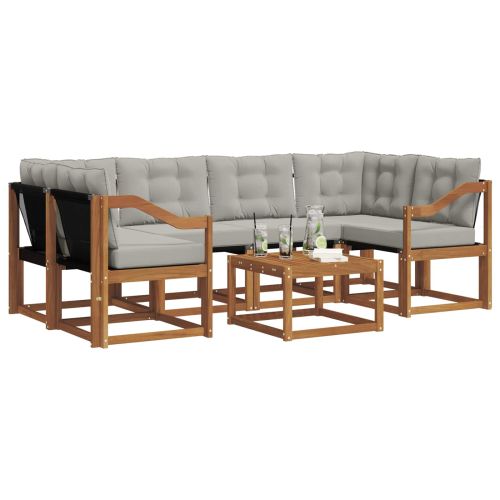 Комплект дивани за открито 7 pcs Естествено и светло сиво