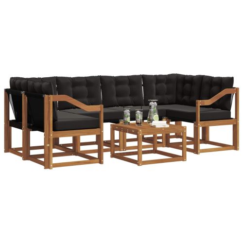 Комплект дивани за открито 7 pcs Естествено и черно
