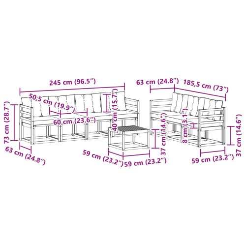 Комплект дивани за открито 8 pcs Естествено и светло сиво