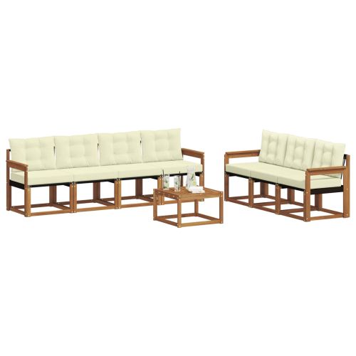 Комплект дивани за открито 8 pcs Натурален и Крема