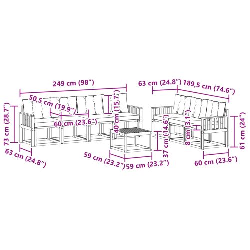 Комплект дивани за открито 8 pcs Естествено и светло сиво