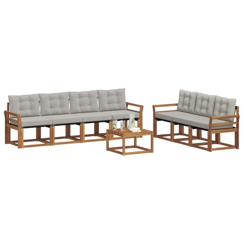 Комплект дивани за открито 8 pcs Естествено и светло сиво