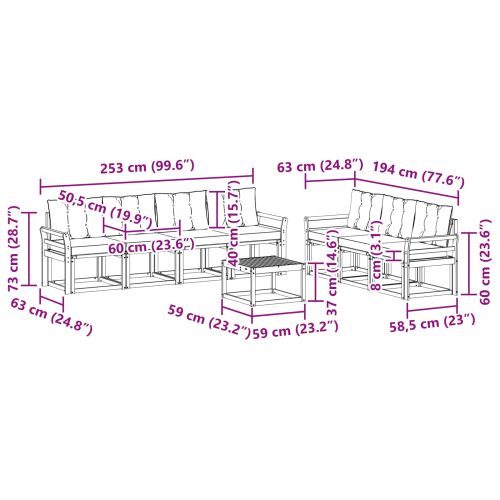 Комплект дивани за открито 8 pcs Естествено и светло сиво