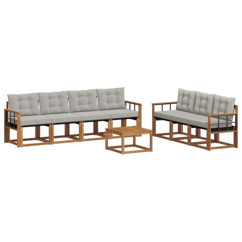 Комплект дивани за открито 8 pcs Естествено и светло сиво