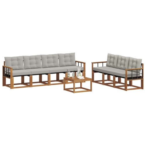 Комплект дивани за открито 8 pcs Естествено и светло сиво