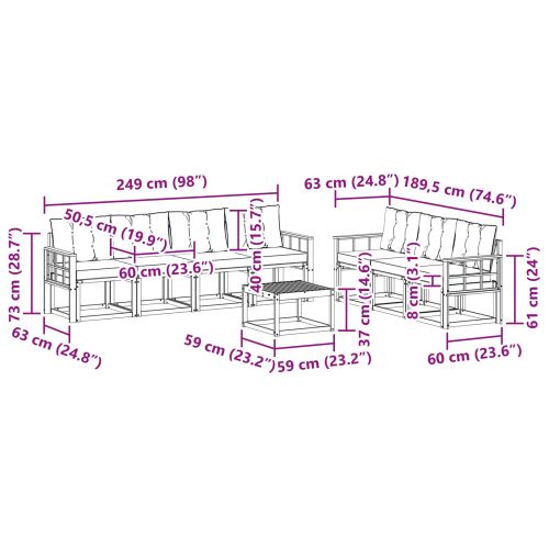 Комплект дивани за открито 8 pcs Естествено и черно