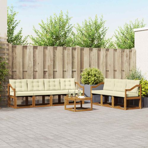Комплект дивани за открито 8 pcs Натурален и Крема