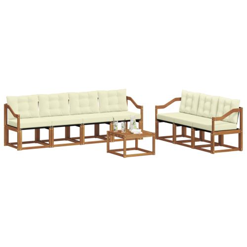 Комплект дивани за открито 8 pcs Натурален и Крема