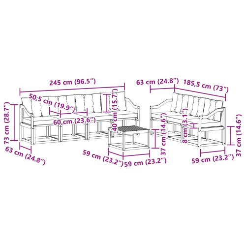 Комплект дивани за открито 8 pcs Натурален и Крема