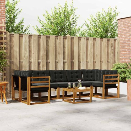 Комплект дивани за открито 8 pcs Естествено и черно