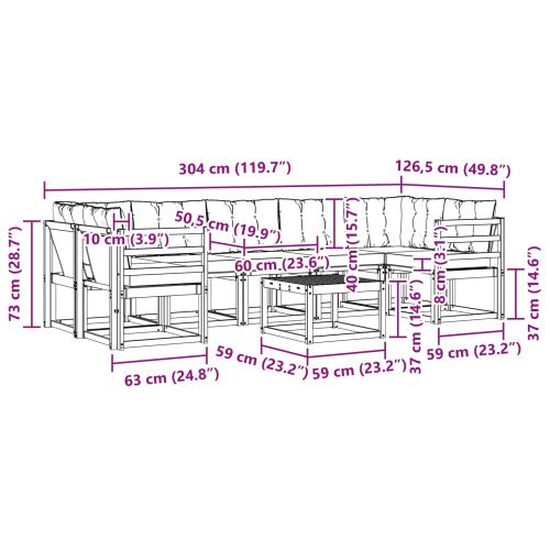 Комплект дивани за открито 8 pcs Естествено и черно