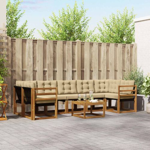 Комплект дивани за открито 8 pcs Натурален и Бежов