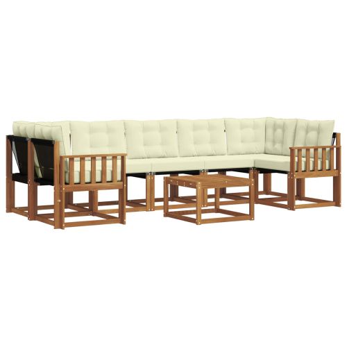 Комплект дивани за открито 8 pcs Натурален и Крема