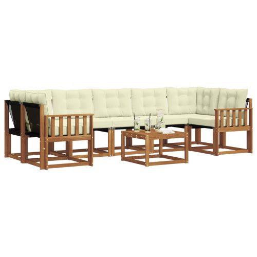 Комплект дивани за открито 8 pcs Натурален и Крема