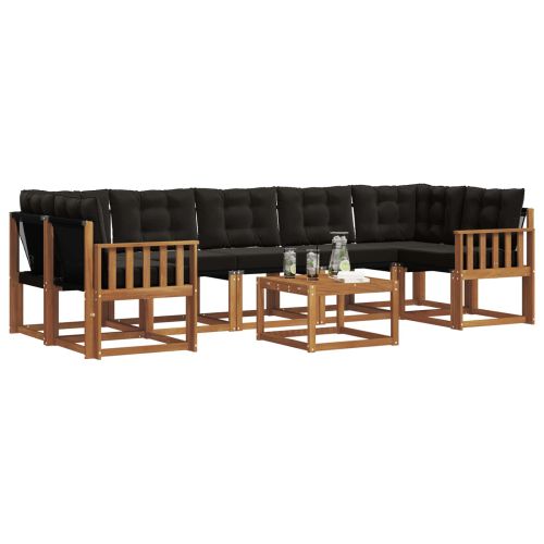 Комплект дивани за открито 8 pcs Естествено и черно