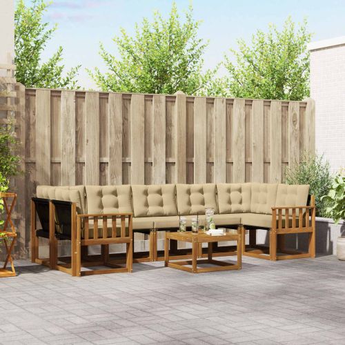 Комплект дивани за открито 8 pcs Натурален и Бежов