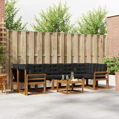 Комплект дивани за открито 8 pcs Естествено и черно