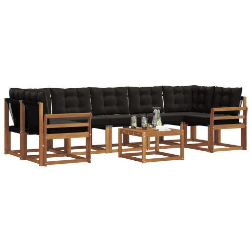 Комплект дивани за открито 8 pcs Естествено и черно