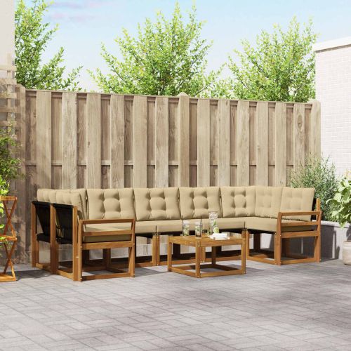 Комплект дивани за открито 8 pcs Натурален и Бежов