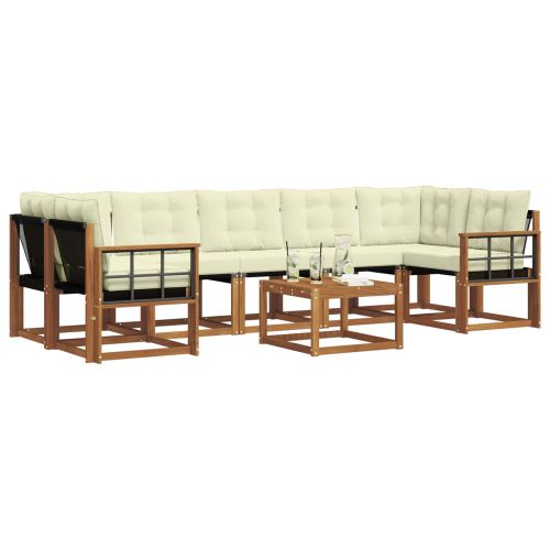 Комплект дивани за открито 8 pcs Натурален и Крема