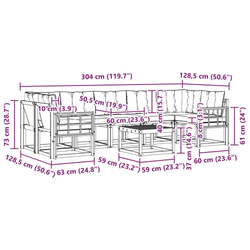 Комплект дивани за открито 8 pcs Естествено и светло сиво