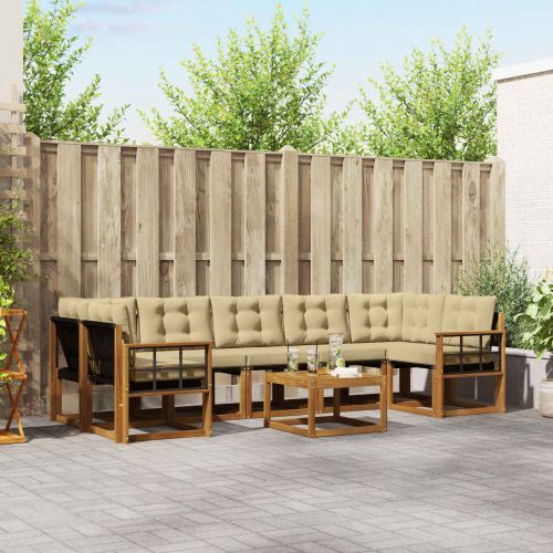 Комплект дивани за открито 8 pcs Натурален и Бежов