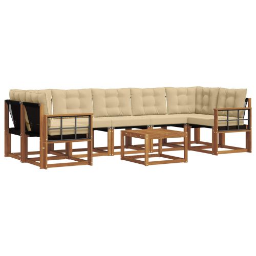 Комплект дивани за открито 8 pcs Натурален и Бежов