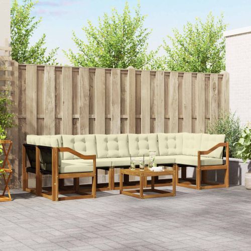 Комплект дивани за открито 8 pcs Натурален и Крема