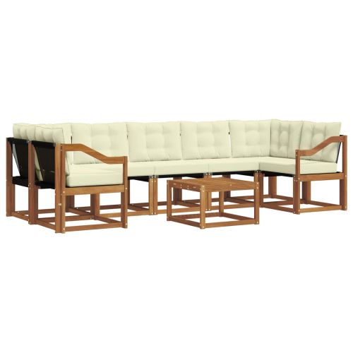 Комплект дивани за открито 8 pcs Натурален и Крема