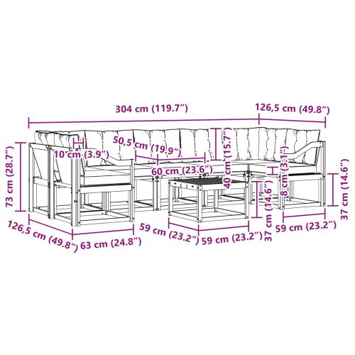 Комплект дивани за открито 8 pcs Естествено и черно
