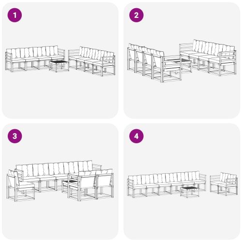 Комплект дивани за открито 9 pcs Натурален и Крема
