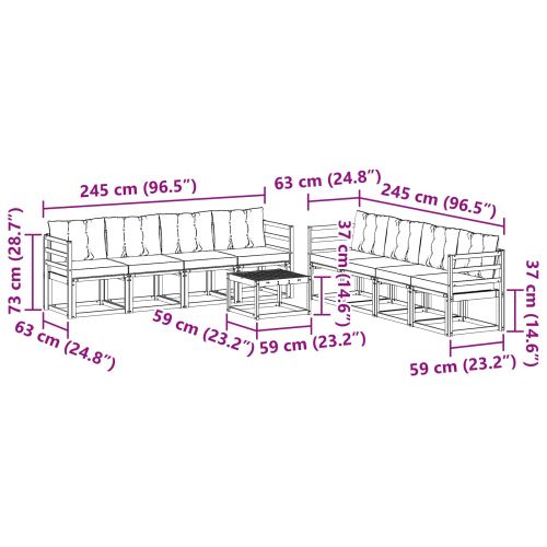 Комплект дивани за открито 9 pcs Натурален и Крема