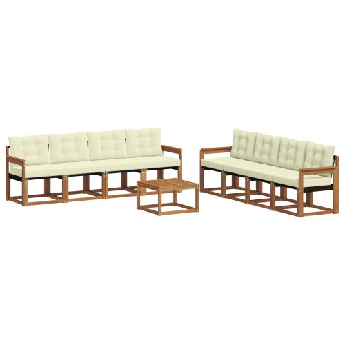 Комплект дивани за открито 9 pcs Натурален и Крема