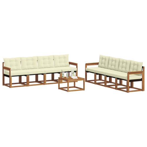 Комплект дивани за открито 9 pcs Натурален и Крема