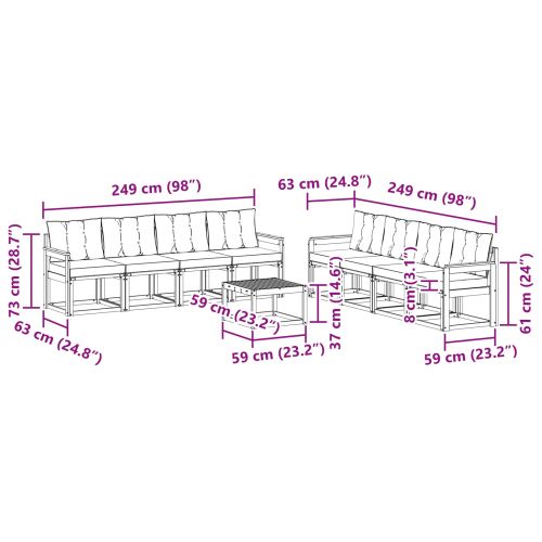 Комплект дивани за открито 9 pcs Естествено и светло сиво