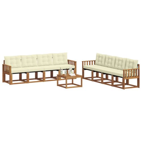 Комплект дивани за открито 9 pcs Натурален и Крема