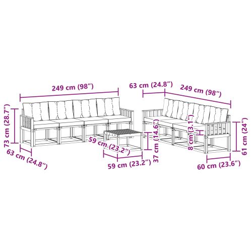 Комплект дивани за открито 9 pcs Натурален и Бежов