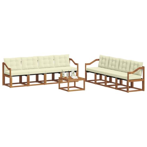 Комплект дивани за открито 9 pcs Натурален и Крема