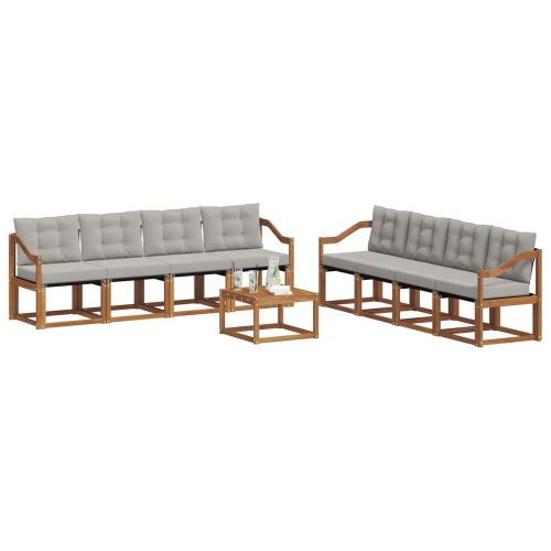 Комплект дивани за открито 9 pcs Естествено и светло сиво