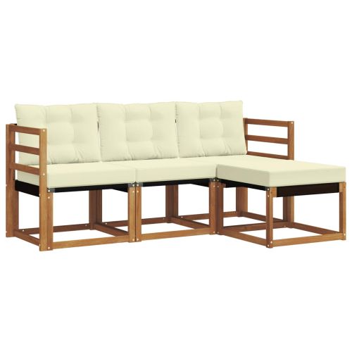 Комплект дивани за открито 4 pcs Натурален и Крема