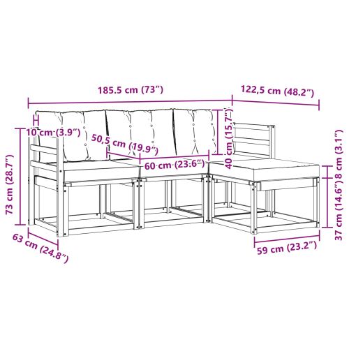 Комплект дивани за открито 4 pcs Естествено и светло сиво