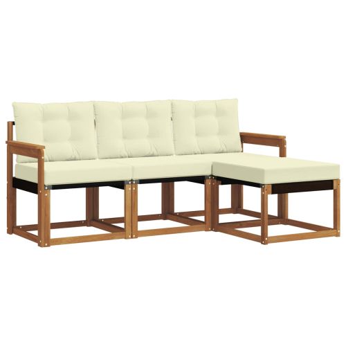 Комплект дивани за открито 4 pcs Натурален и Крема